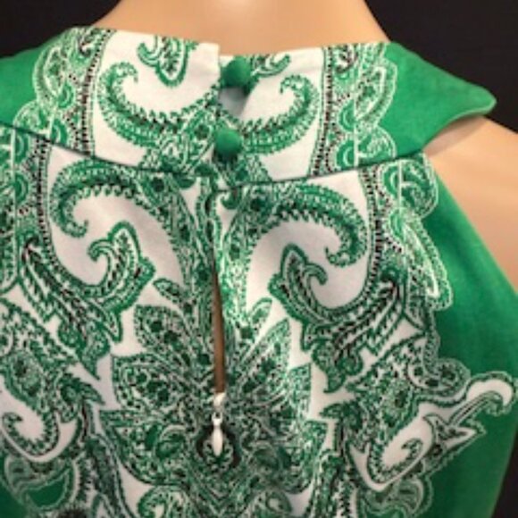 INC International Concepts Green Sleeveless Baroque Print Dress 16 (Green) - Picture 6 of 10